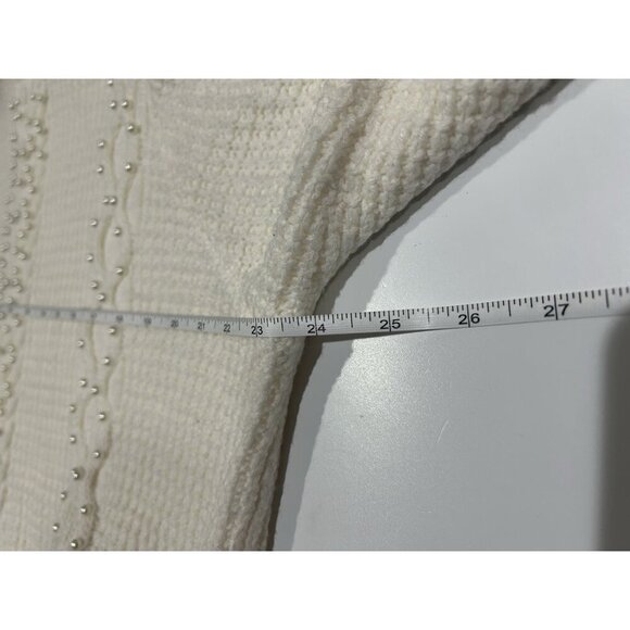 Roamans Womens Chunky Knit Tunic Sweater Crew Neck Swing 18/20 1X Ivory Pearls - Picture 8 of 9